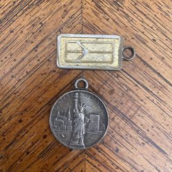 Vintage Statue of Liberty Charm + USPS Mailbox Tag Pendant (Metal