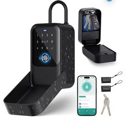 Tuya Outdoor Smart Key Lock Box with Shackle & Wall Mount – Bluetooth, Fingerprint, Passcode & App Control, IP65 Waterproof Key Safe for Airbnb, Home,