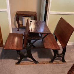  Antique School Desk With Seats - SEE MY OTHER LISTINGS !