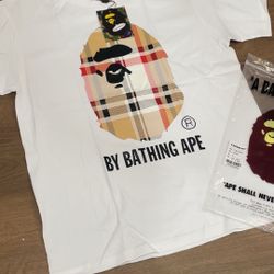 White Bape X Burberry Colab T Shirt 