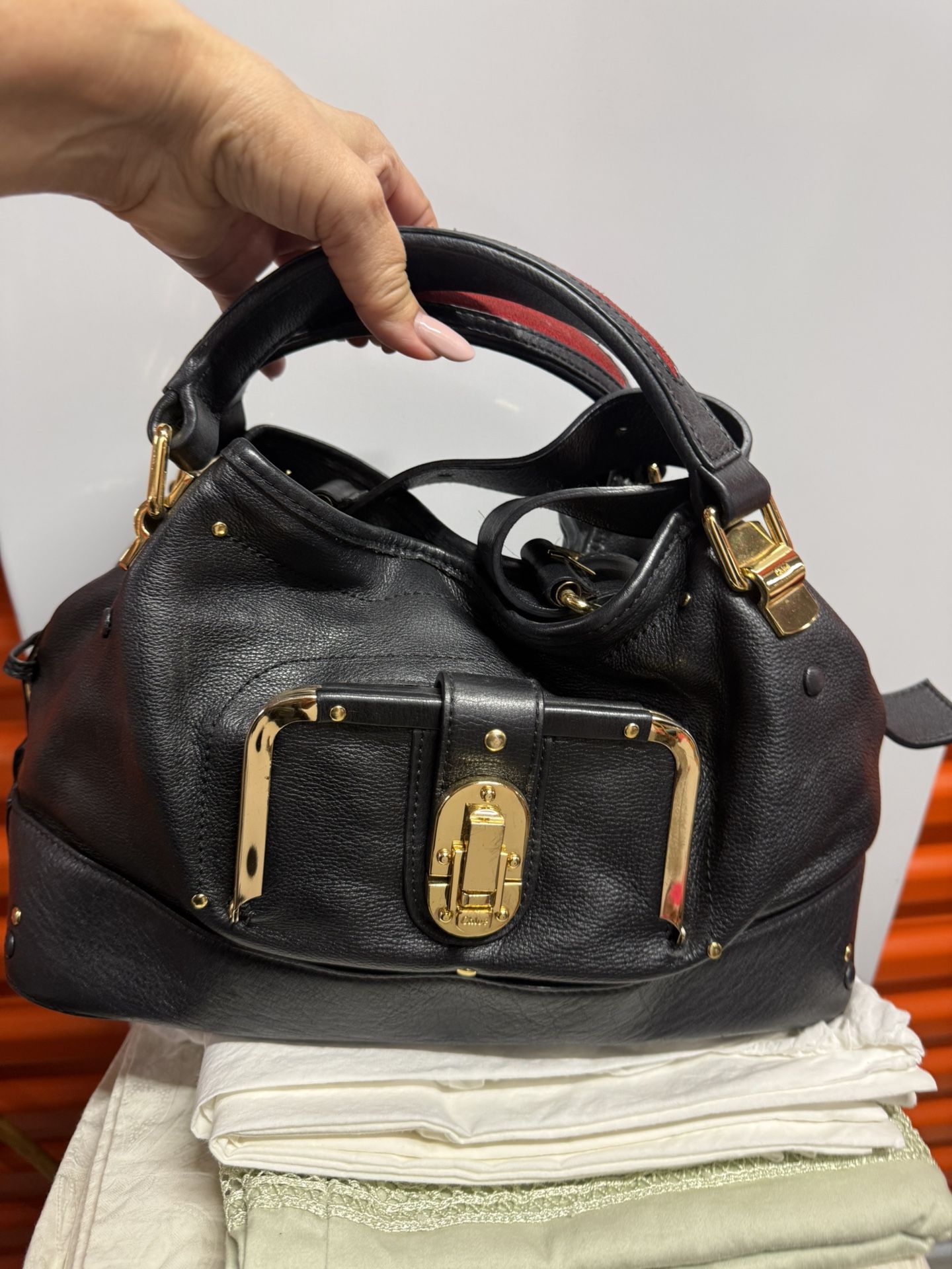Black Leather Hand Bag/Purse