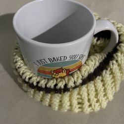 Beige Brown Crocheted Handmade Basket Brush Plant Mug Holder Multi Purpose Use