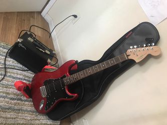 Guitar with bag and amp