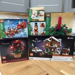 LEGO Christmas Bundle of 6- Alpine Lodge, Poinsettia, Christmas Table Decoration, & more