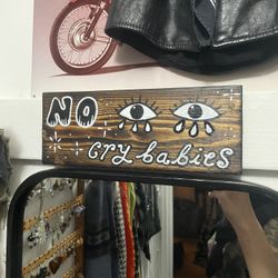 “NO CRYBABIES” Handmade Wooden Sign For Garage Man Cave Or Tattoo Shop 
