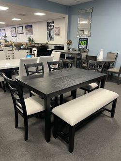 6PC Black Dining Table Set
