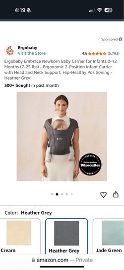 Ergobaby embrace newborn carrier 7-25lbs