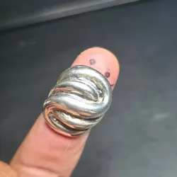 Sterling Silver 925 Chunky Twisted Knot Dome Ring Sz 6