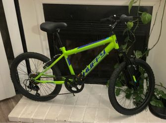 Huffy 20" Mountain Bike Green Blue Steel Caliper Brakes Grip Shifter Front.