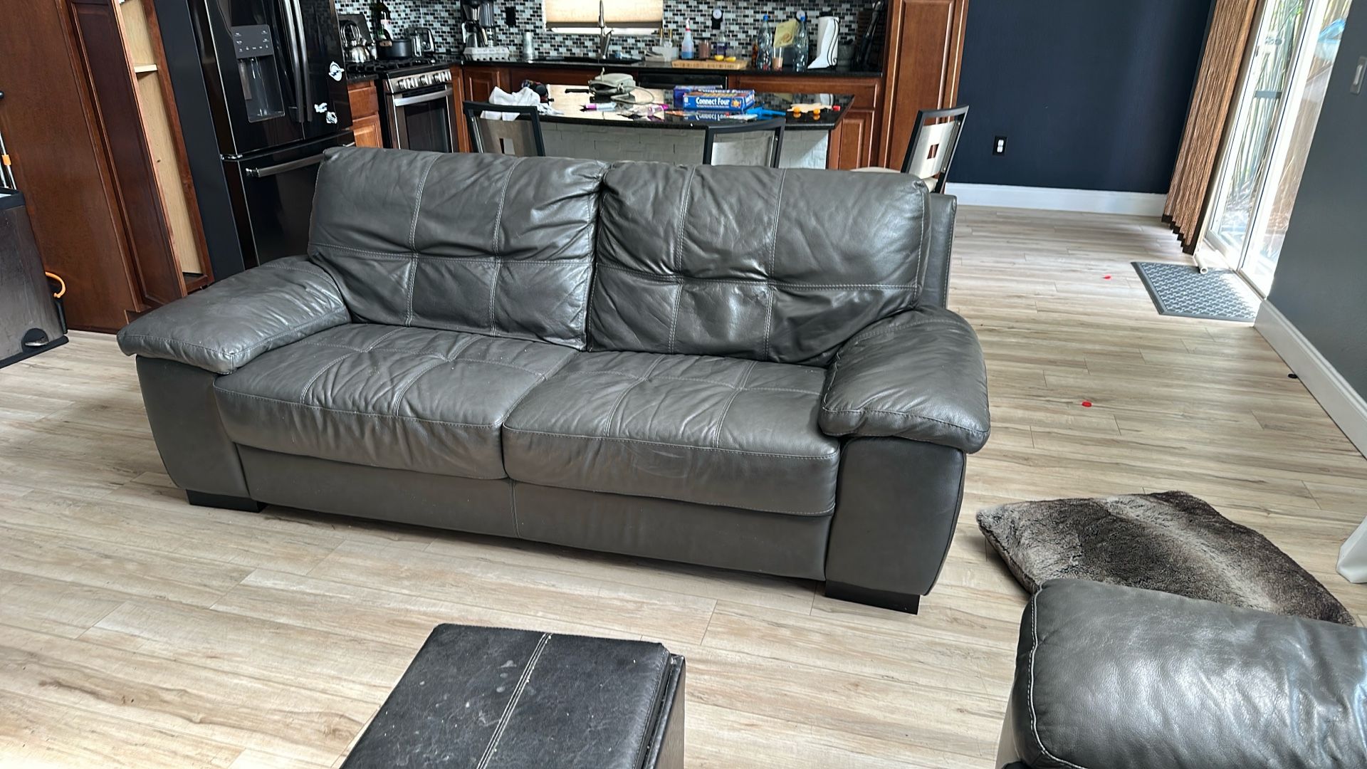 Kanes Genuine Leather Sofa And loveseat