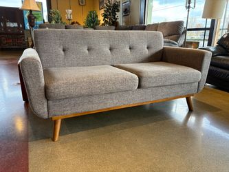 Modern Button Tufted Heather Grey Loveseat