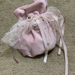 pink satin Bridal Wedding Pouch gift bag