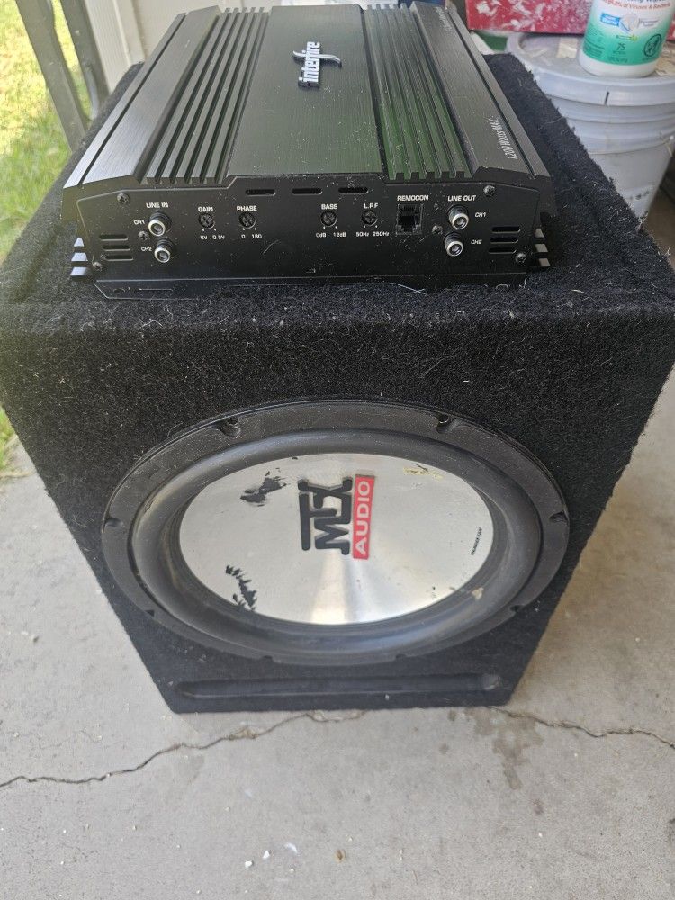 MTX Audio Subwoofer And Interfire T-1000M Amp