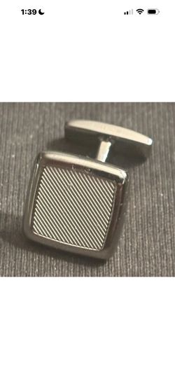 HUGO BOSS Silver Tone Square Metal Cufflinks Signed No Stone Men's with box
