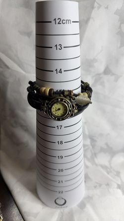 Vintage Style Leather Wrap Watch with Beads