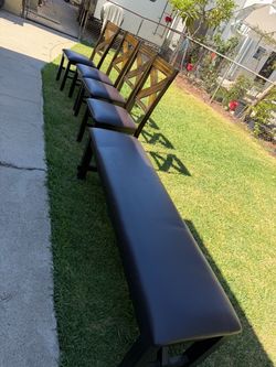 Dining Chairs and Bench Set with Cushioned Seats