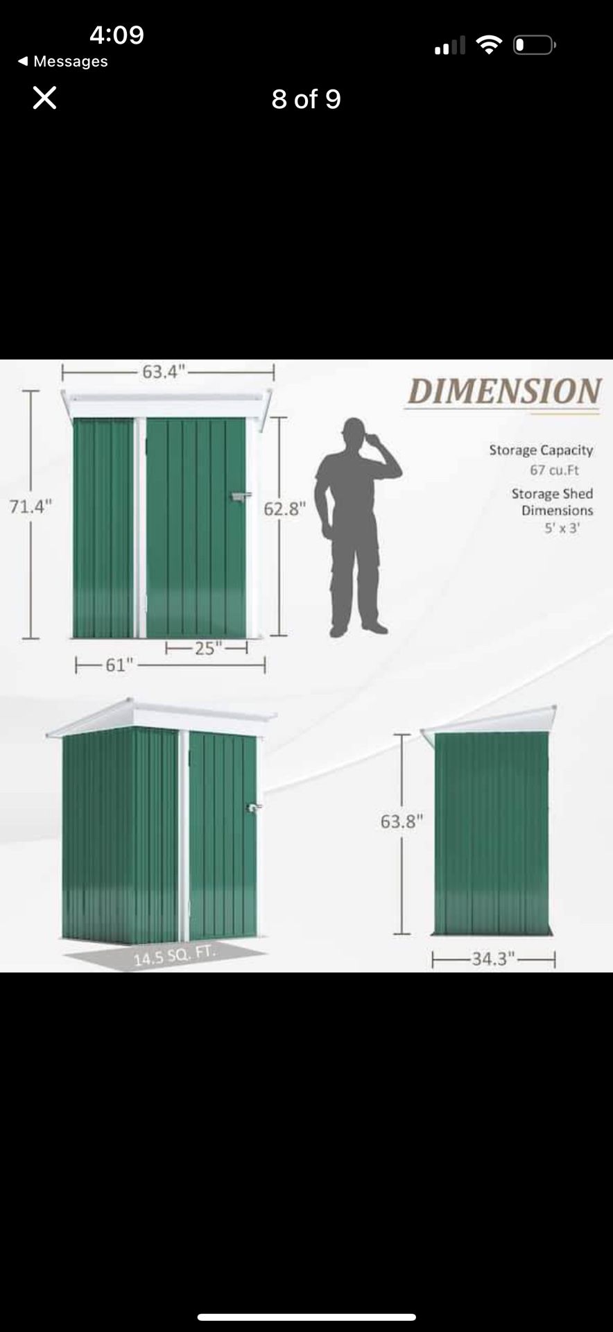 5 ft. W x 3 ft. D Outdoor Storage Metal Shed Utility Patio Shed