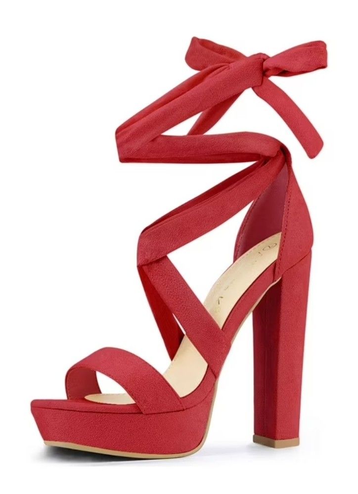 Allegra K Women's Lace Up Platform Block Heel Sandals. Sz.9