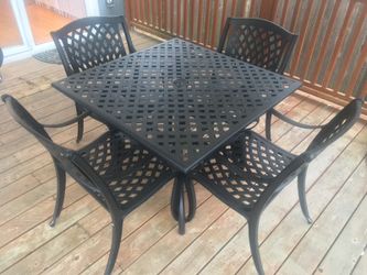 Patio Square Table Dining Set Aluminum 5 Chairs Modern Contemporary