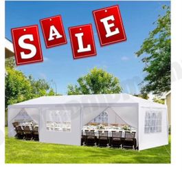 10'x 30' White Gazebo Wedding Party Tent Canopy With 6 Windows & 2 Sidewalls-8