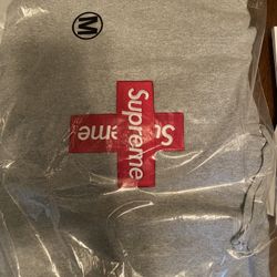 Supreme Cross box Logo Medium Grey hoodie