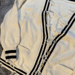 Oversized Sport Stripe Cashmere Cardigan 