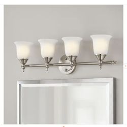 Hampton Bay Olgelthorpe 29.8 in. 4-Light Brushed Nickel Bathroom Vanity Light Fixture