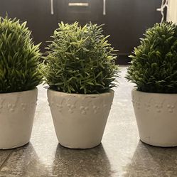 3 Small Potted Faux Plants