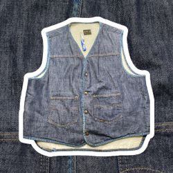 Vintage Roebucks Denim Vest, Men's Sz XL