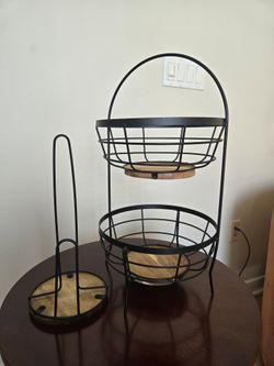 Fruit basket and paper towels holder