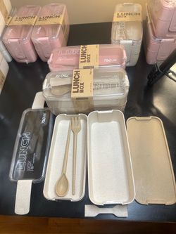 ATTN Resellers: Safe Bento Boxes for Kids and Adults, 750 ml (68 total, brand new/unopened, 59 beige, 9 pink)