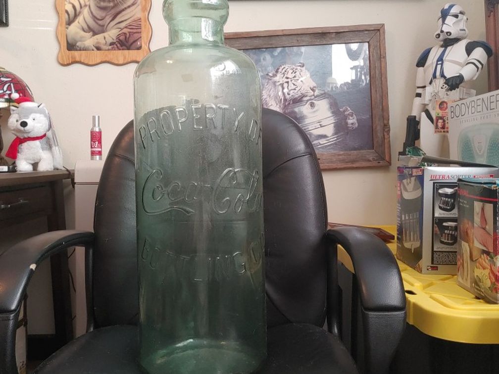 Coca-Cola 28 In Tall Antique Glass Green Bottle