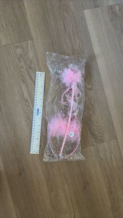 Princess Halloween costume wand and tiara headband pink feather