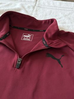 Mens Puma Pullover Active Long Sleeve 1/4 Quarter Zip Runner, Burgundy Sz Large