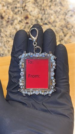 Nordstrom 2x NEW Rhinestone Photo Frame Keychain Charm