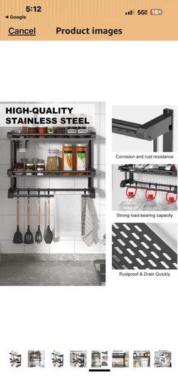 Kitchen  Bathroom Storage Rack, Stainless Steel Shower Caddy with Towel Bar and Hooks NEW INBOX