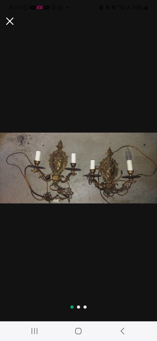 Vintage Antique Electric Beass Lamps