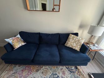 West Elm 86" Blue Velvet Couch