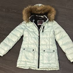 Awesome Like New girls Justice Baby Blue Jacket size 10. Pictures don’t do justice $40