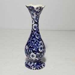 Royal Crownford Small Vase Blue White Flowers 5.25