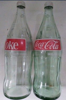 2 LARGE COCA-COLA BOTTLES ANTIQUE CLASSIC 
