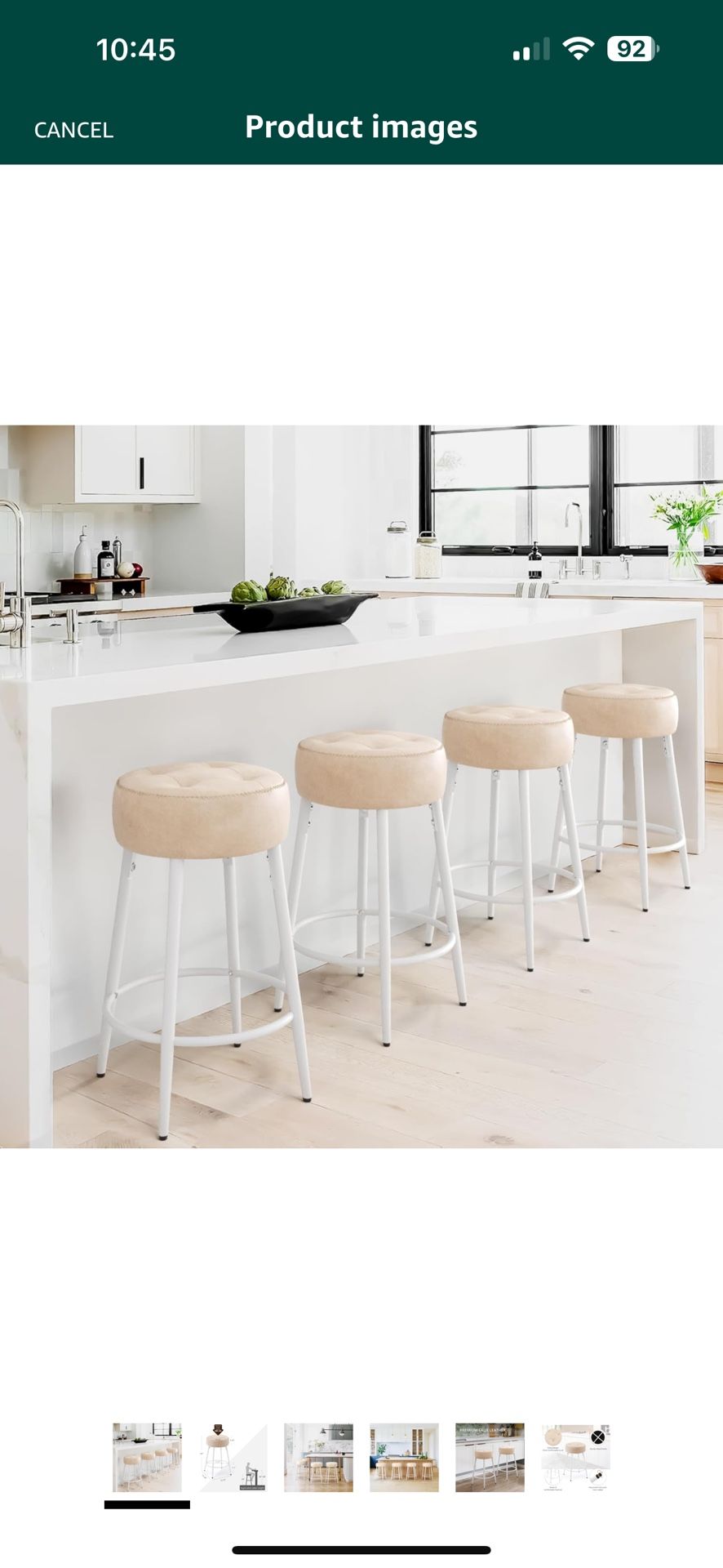Saddle Stools For Counter, Almond. Set Of 4
