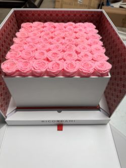 Ricordami White Leather Pink Forever Lasting Roses 