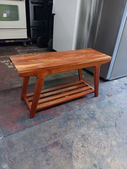 Walnut modern entry bench 34-inch