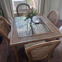 Bamboo Style Boho Chic Table Set with Matching Chairs