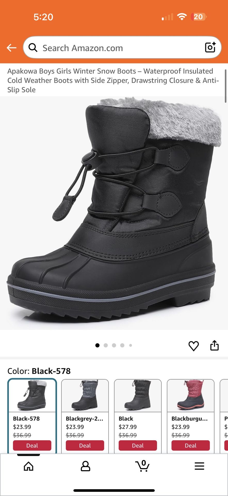 Unisex Winter Snow Boots - Size 2