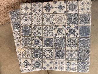 Blue and White Mosaic Patterned Tile Sheets