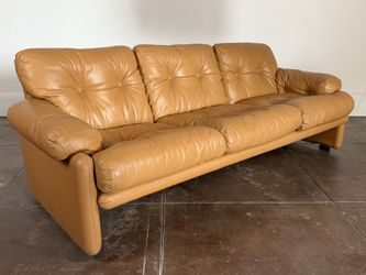 Vintage 1970s B & B Italia Leather Sofa