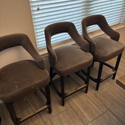 Set of Three Plush Bar Stools