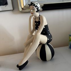 Art Deco Sculpture Of A Bather On A Beach Ball. 